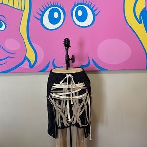 Vintage Black Cotton Shoe Laces Skirt